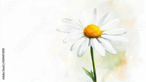 Serene watercolor daisy, conveying peace and tranquility