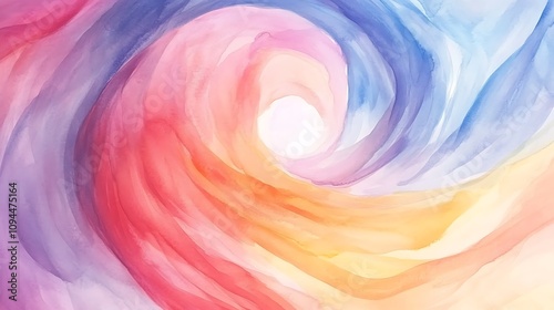 Whirlpool of Pastel Hues: A Digital Watercolor Painting. AI Generated