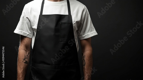 Blank black and white apron mockup for shop branding or identity design