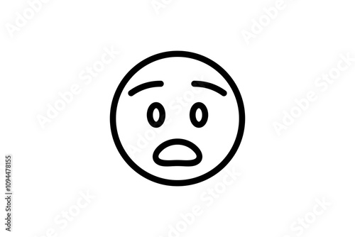 Anguished face emoji. Line art emoticon vector icon