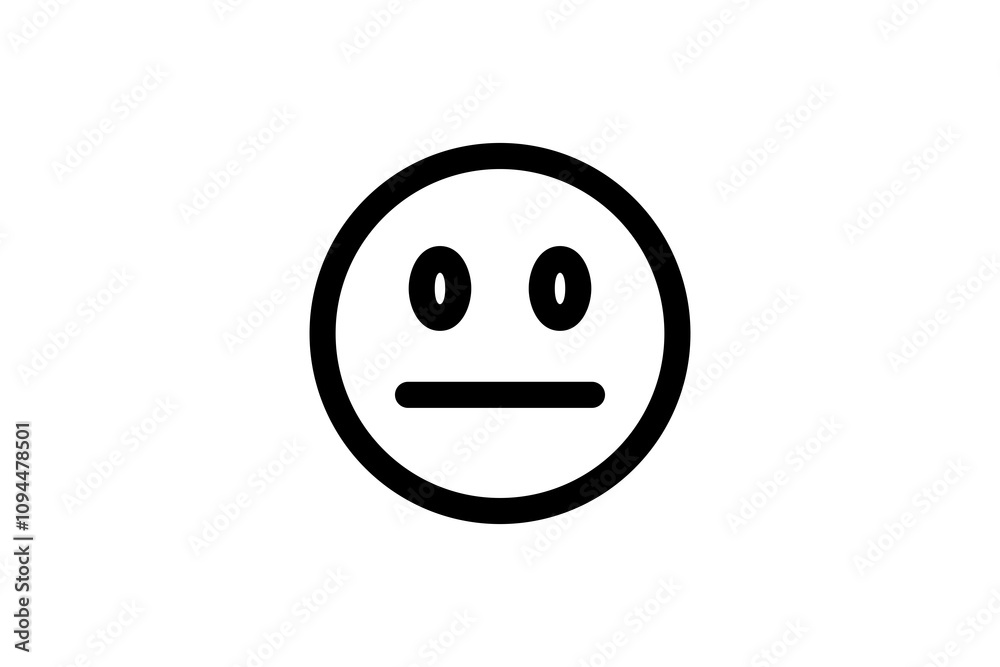Neutral face emoji. Line art emoticon vector icon Neutral face emoji. Line art emoticon vector icon