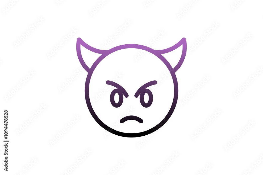 Imp face emoji. Line art emoticon vector icon Imp face emoji. Line art emoticon vector icon
