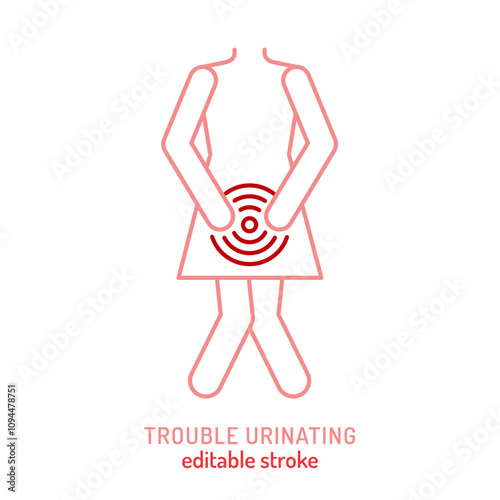 Trouble urinating vector icon. Medical sign in onutline style.