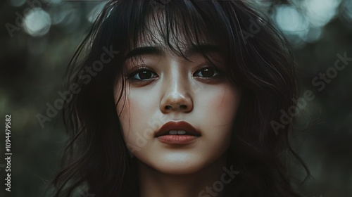 Enigmatic Portrait of a Young Woman in Nature