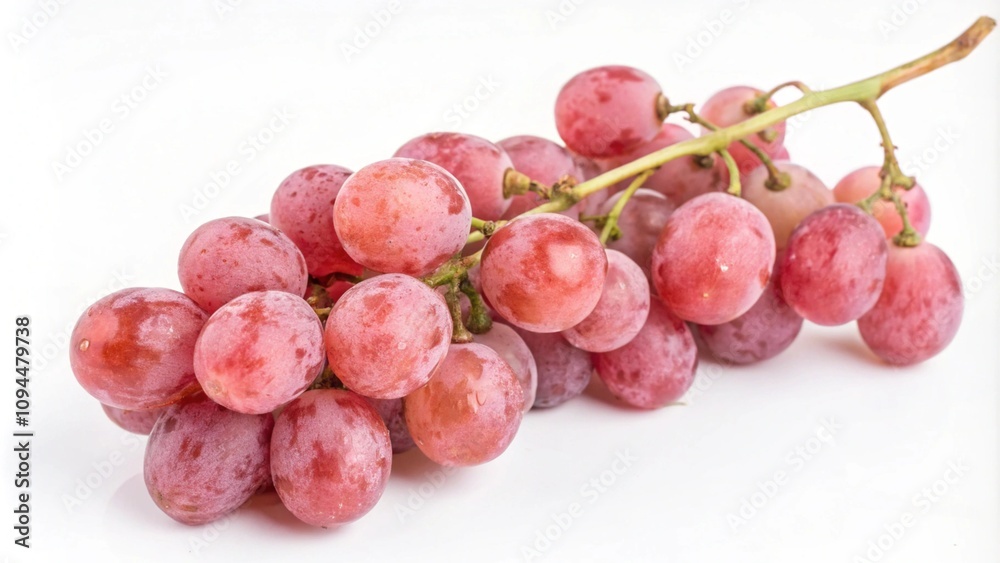Bunch of pink grapes isolated on white background. Macro food photography Bunch of pink grapes isolated on white background. Macro food photography
