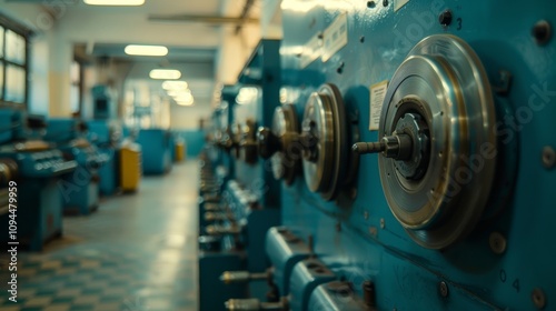 Close up view of a color printing press in action at a publishing house in the printing industry