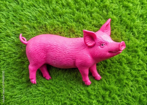 Aerial View of a Pink Pig Dog Toy Cutout with Vibrant Background Perfect for Pet Lovers and Toy Enthusiasts Capturing Playful Moments in a Creative Way photo