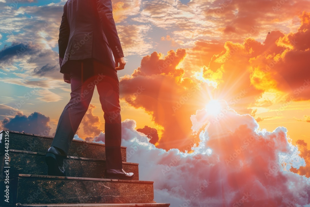 Fototapeta premium successful steps into sky