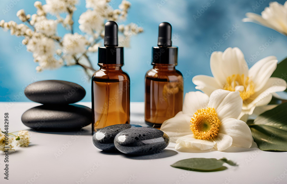 spa still life with oil and flower