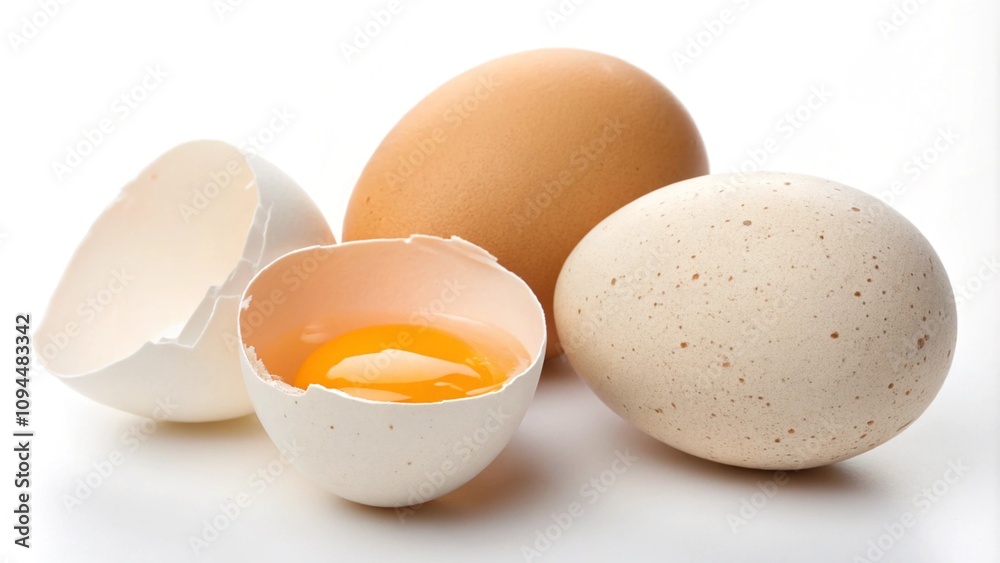 Eggs isolated on white background. Macro food photography. Eggs isolated on white background. Macro food photography.