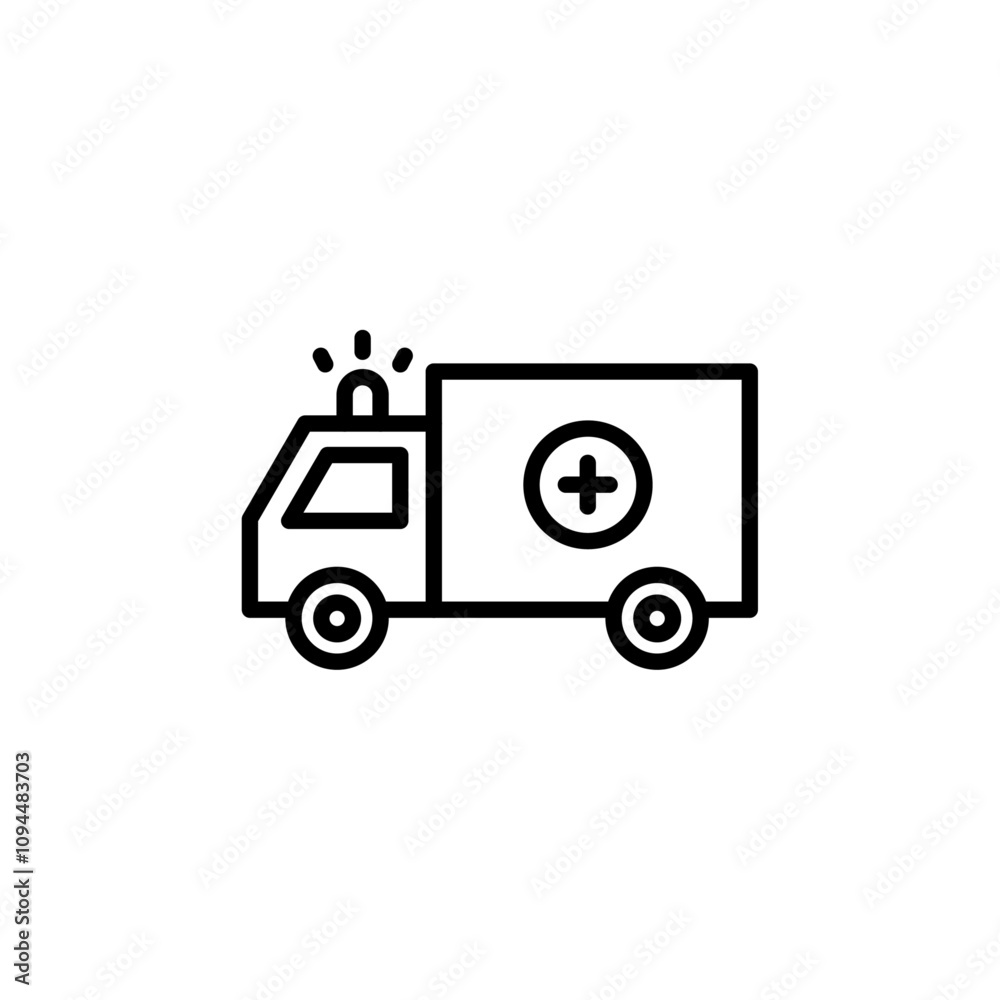 Ambulance icon Black and white outline vector Ambulance icon Black and white outline vector
