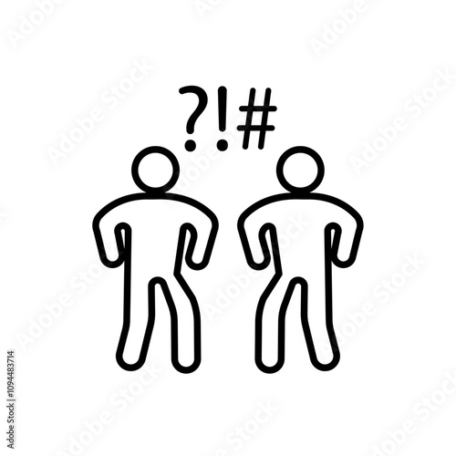 Angry people conflicts icon Black and white outline vector