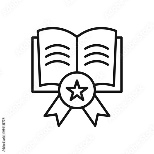 best seller book icon Black and white outline vector