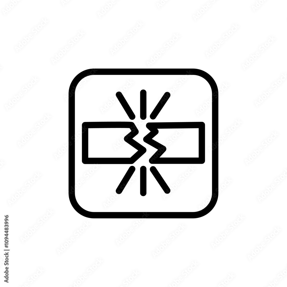 Obraz premium Breaking icon Black and white outline vector