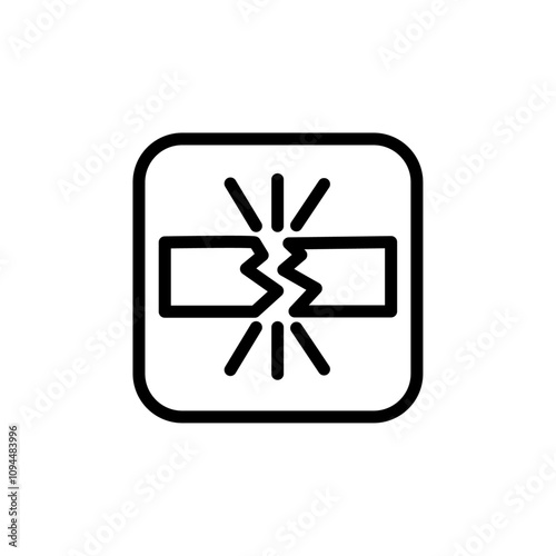 Breaking icon Black and white outline vector