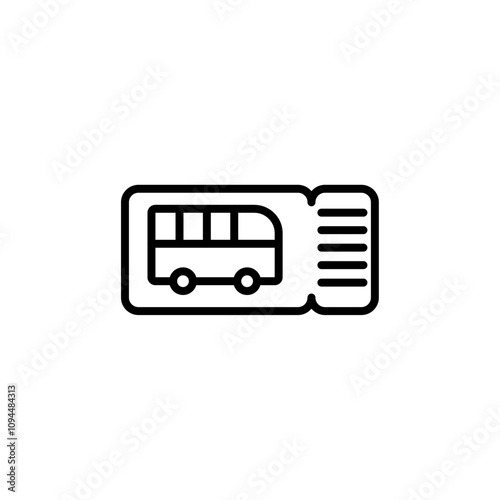Bus Ticket icon Black and white outline vector