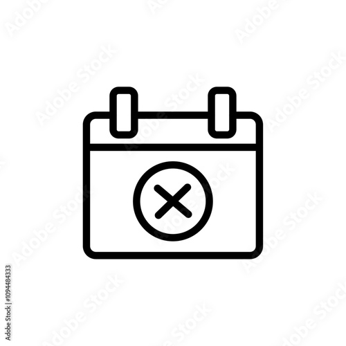 Cancel event icon Black and white outline vector