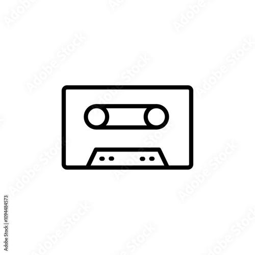 Cassette tape icon Black and white outline vector