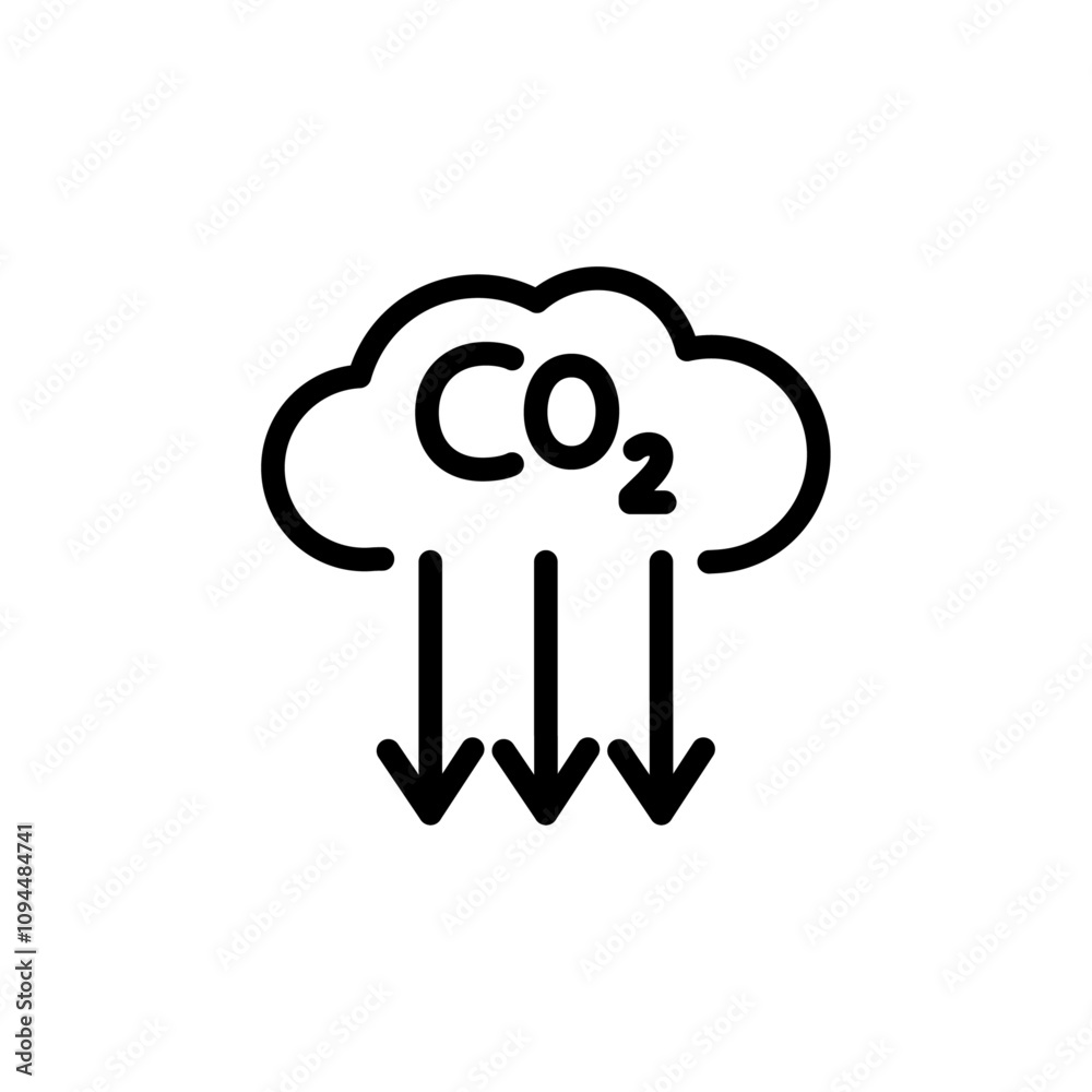 CO2 reduction icon Black and white outline vector CO2 reduction icon Black and white outline vector