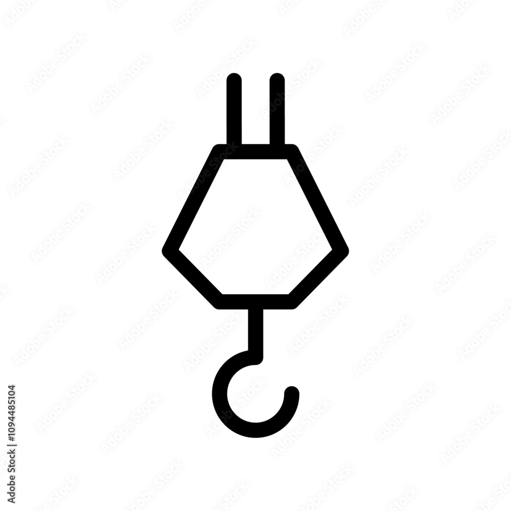 Crane hook icon Black and white outline vector Crane hook icon Black and white outline vector