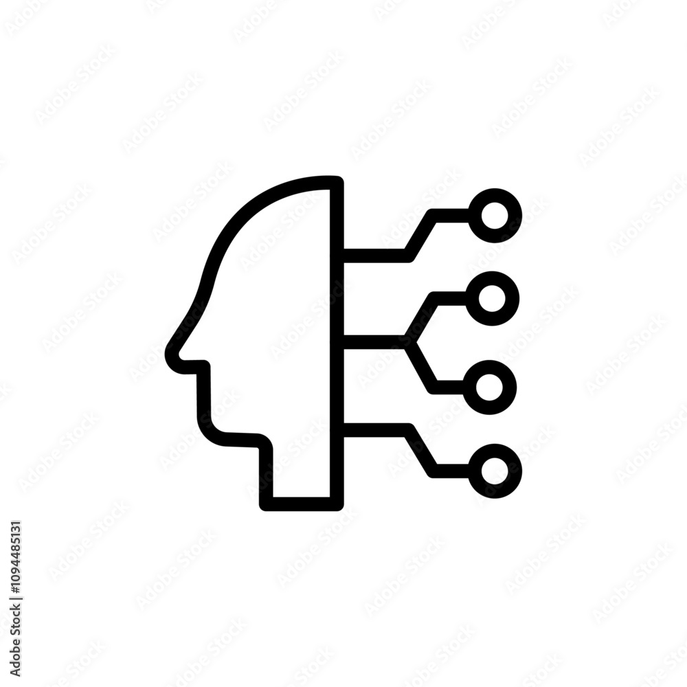 Cyborg icon Black and white outline vector Cyborg icon Black and white outline vector