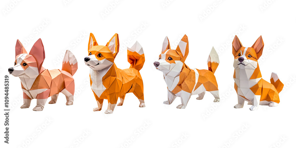 Fototapeta premium origami corgi white background