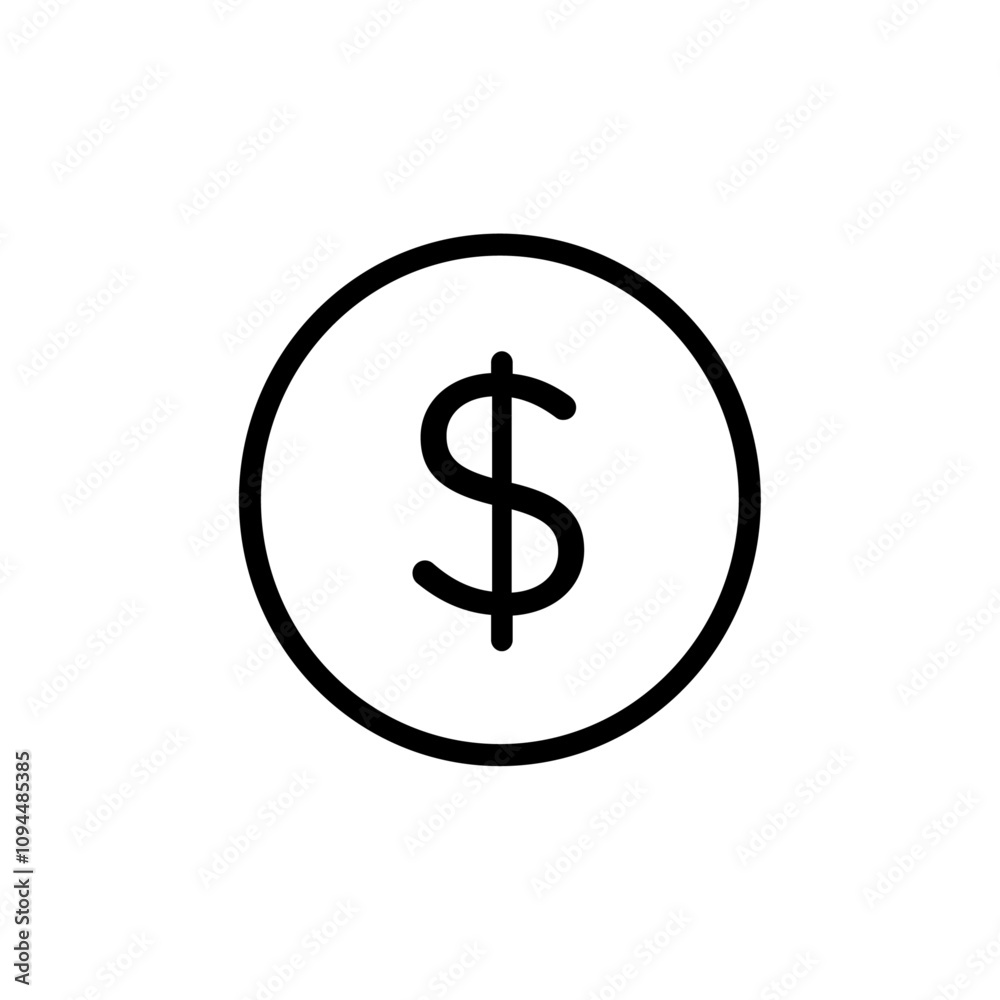 Dollar icon Black and white outline vector Dollar icon Black and white outline vector