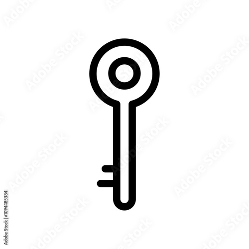 Door key icon Black and white outline vector