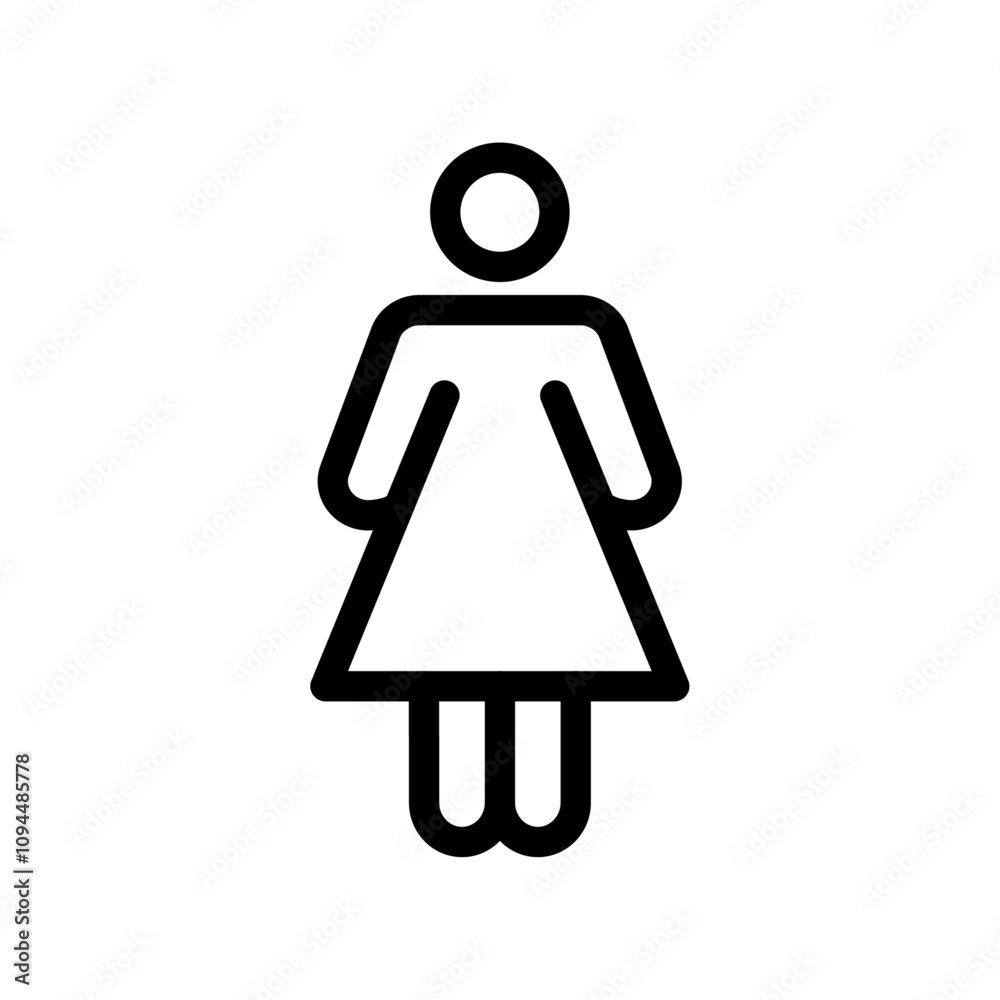 Female icon Black and white outline vector Female icon Black and white outline vector