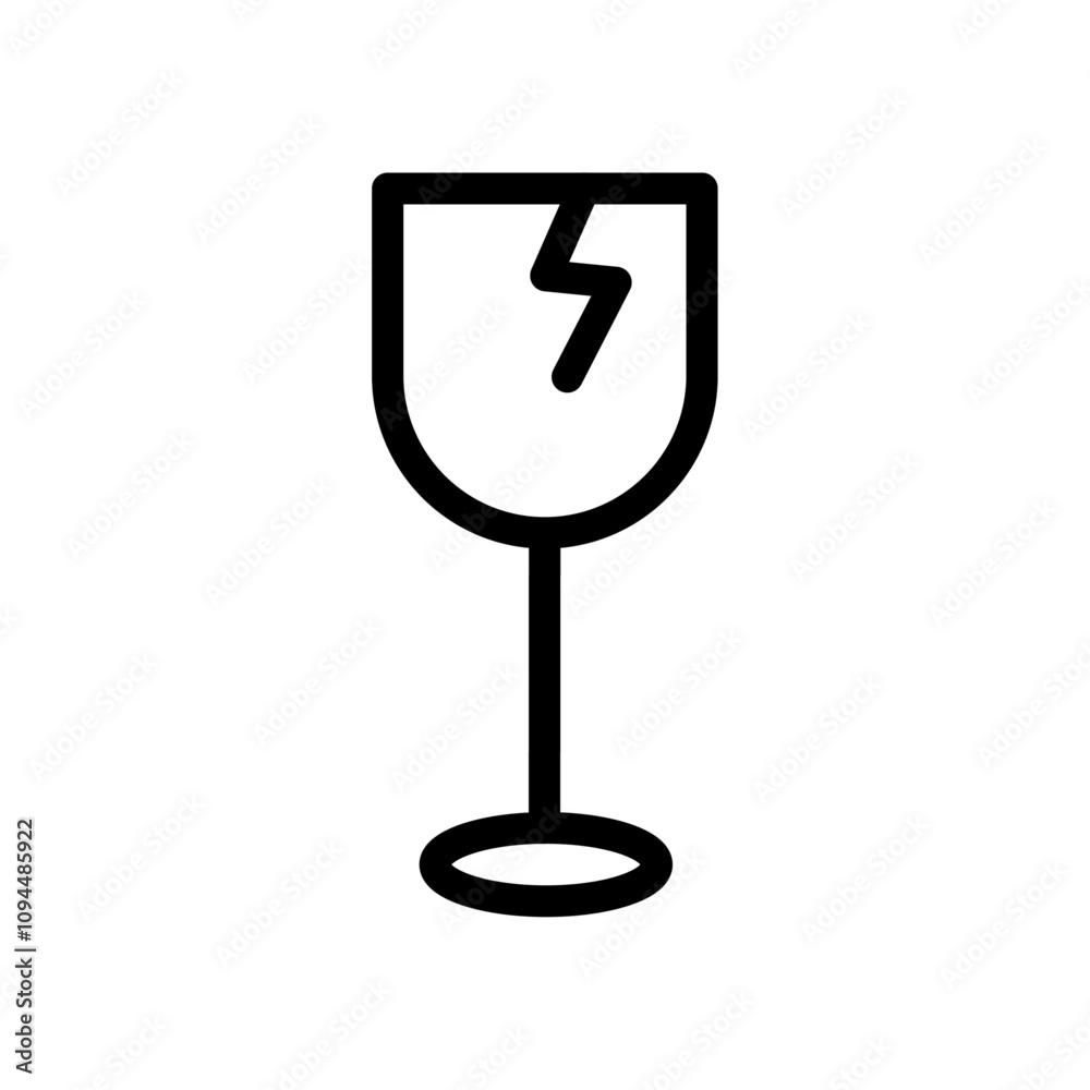 Fragile package icon Black and white outline vector Fragile package icon Black and white outline vector