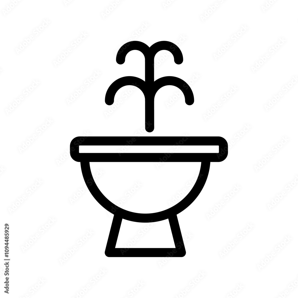 Fountain icon Black and white outline vector Fountain icon Black and white outline vector
