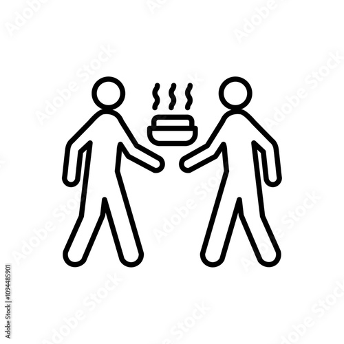 Food donation icon Black and white outline vector
