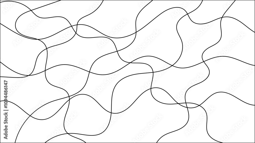 Obraz premium Random scribble chaotic pattern lines. Decorative random scribble pattern with tangled curved lines. Abstract wavy linear background outlines random chaotic lines vector illustration.