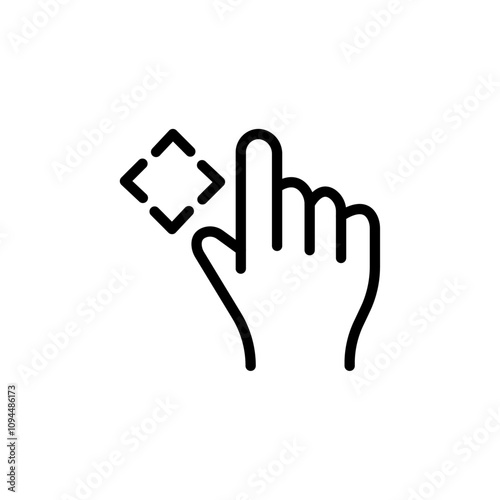 Hand, fingers, gesture, swipe, rotate icon Black and white outline vector