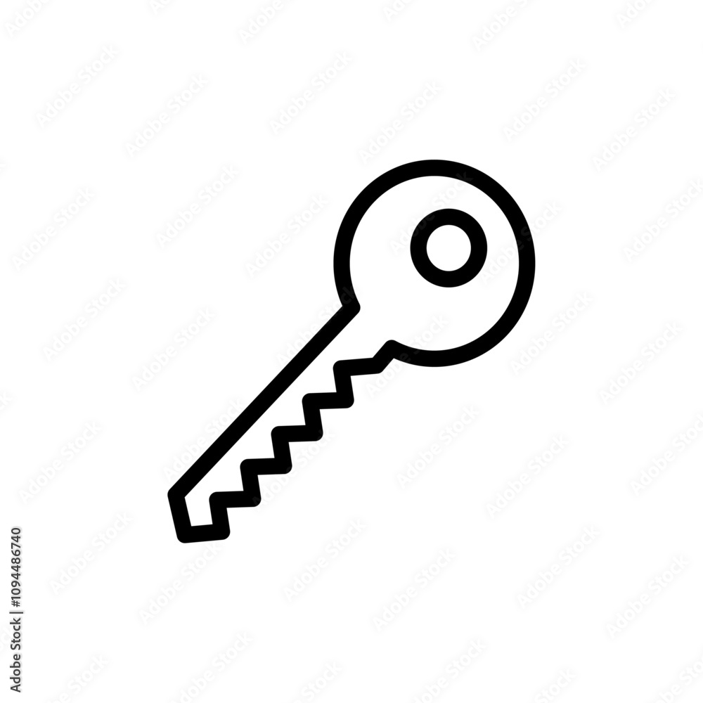 Key icon Black and white outline vector Key icon Black and white outline vector