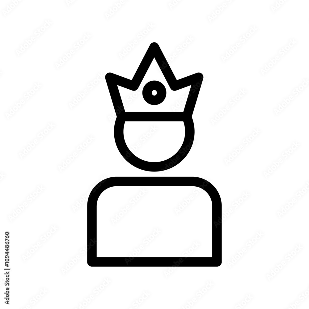Fototapeta premium King icon Black and white outline vector