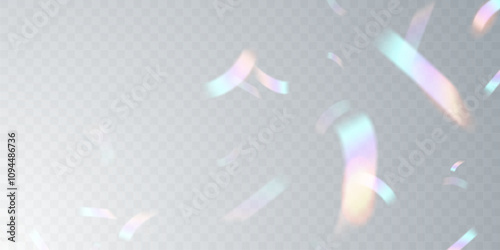 Light effect and zigzag ribbon falling from above on a beam of light, tinsel vector