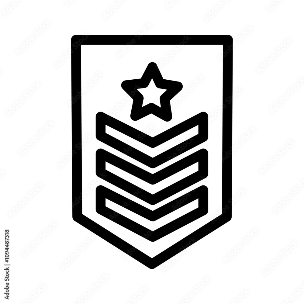 Military Rank icon Black and white outline vector Military Rank icon Black and white outline vector