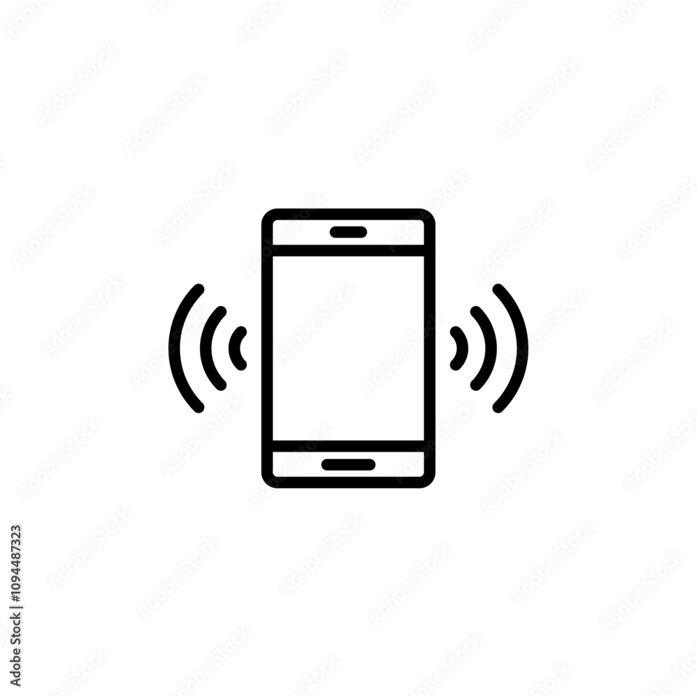 Mobile phone vibrating icon Black and white outline vector Mobile phone vibrating icon Black and white outline vector