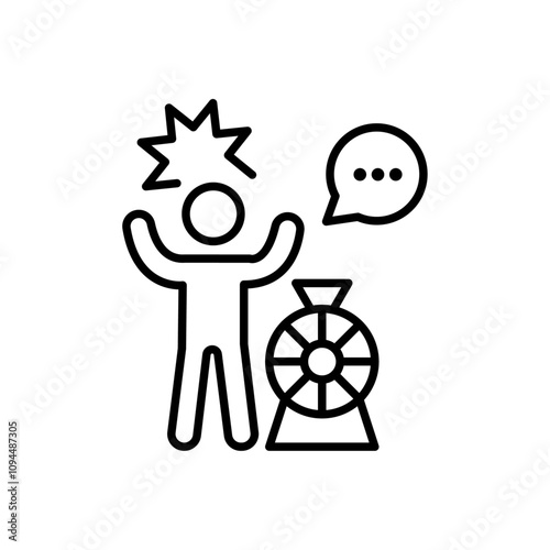 Men luck icon Black and white outline vector