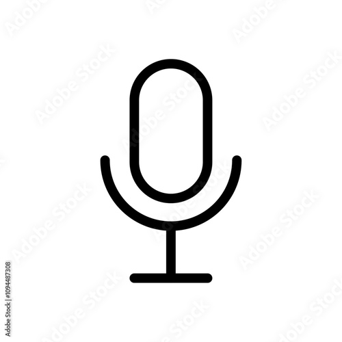 Mic button icon Black and white outline vector
