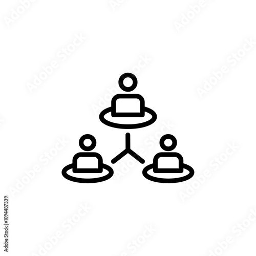 Modern teamwork icon Black and white outline vector