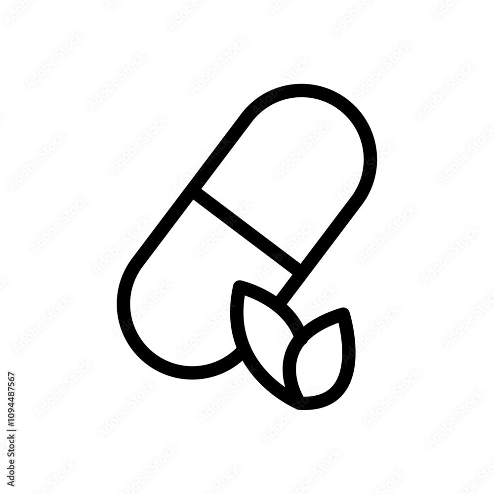 Natural medicine icon Black and white outline vector Natural medicine icon Black and white outline vector