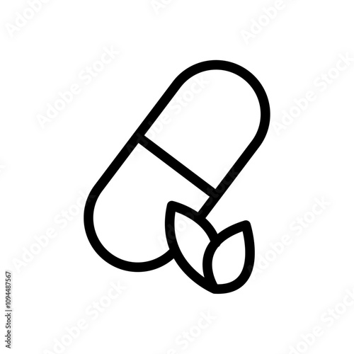 Natural medicine icon Black and white outline vector