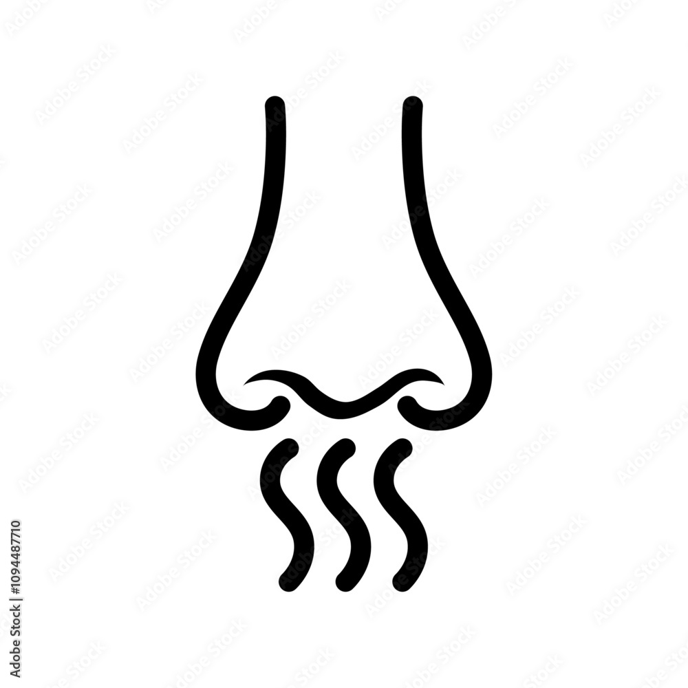 Nose with smoke icon Black and white outline vector