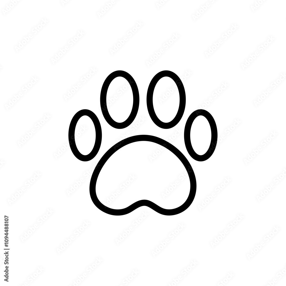 Paw icon Black and white outline vector Paw icon Black and white outline vector