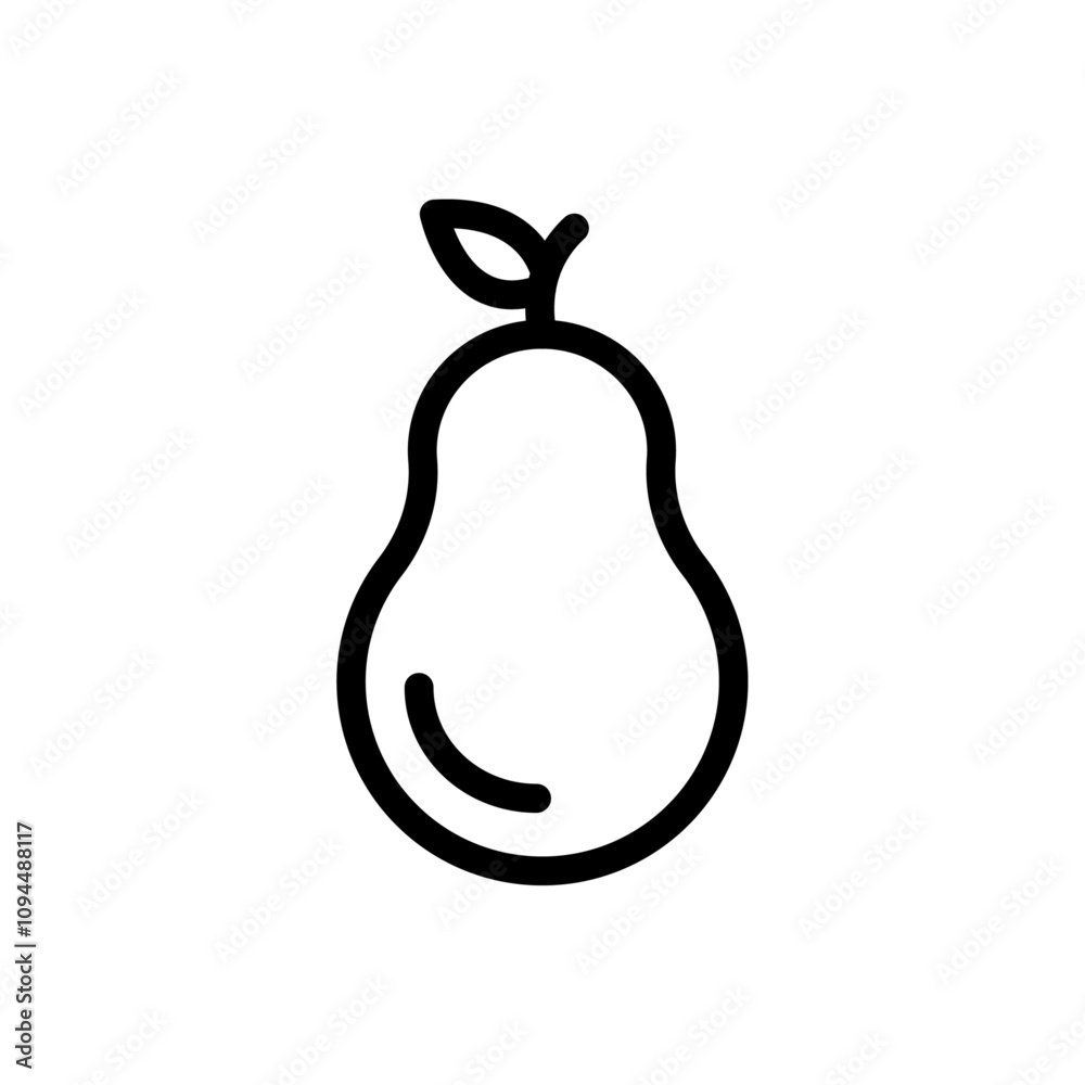 Pear icon Black and white outline vector Pear icon Black and white outline vector