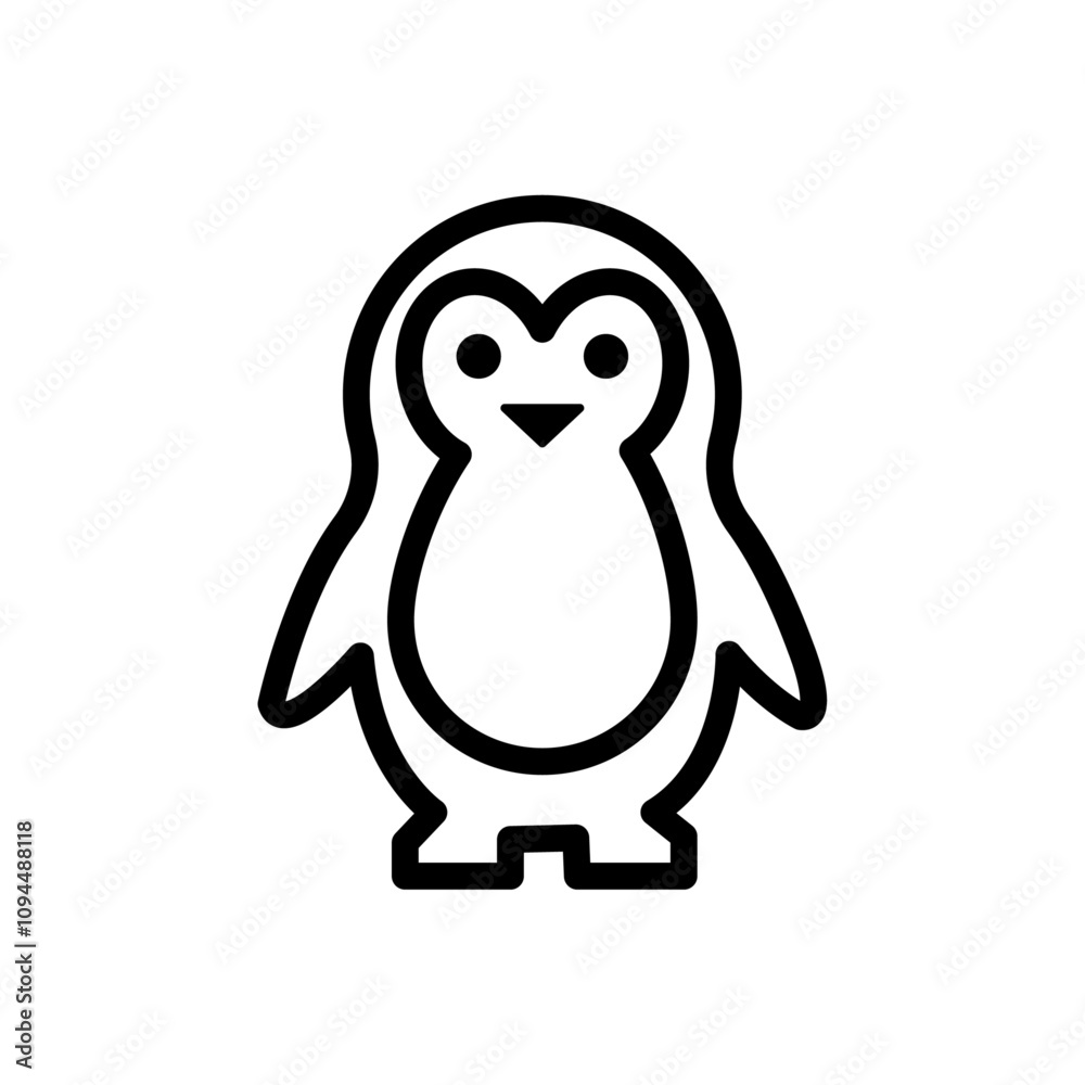 Penguin icon Black and white outline vector Penguin icon Black and white outline vector