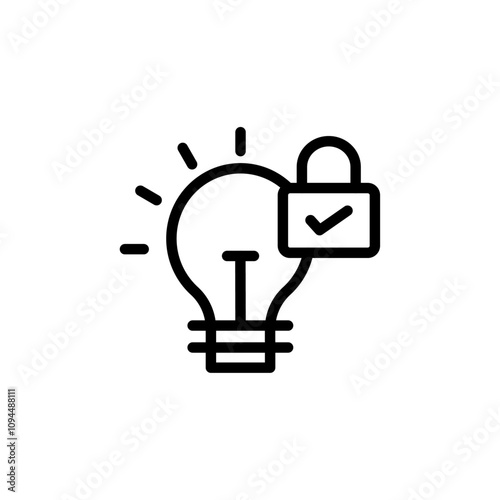 Patent idea icon Black and white outline vector