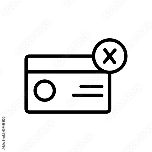 Payment cancel icon Black and white outline vector